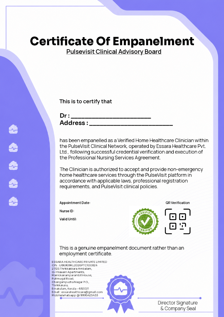PulseVisit Certificate of Empanelment